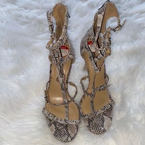 BCBG snake skin heels